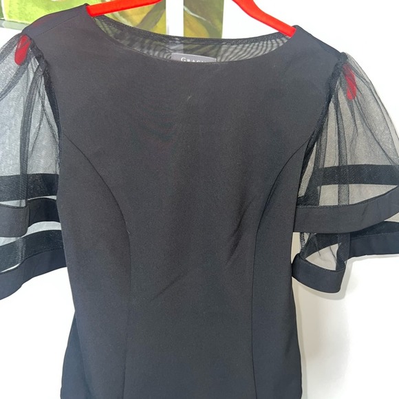 Gracia Black Mesh Bell Sleeve Blouse Size Small - Picture 7 of 10